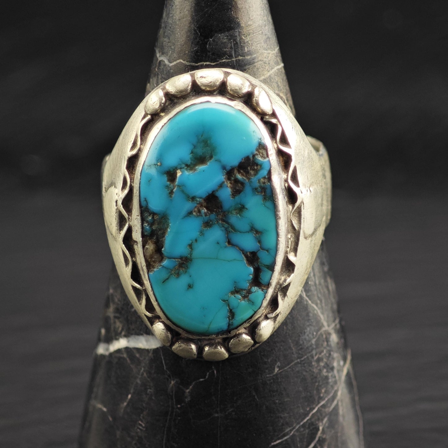Native American Heavy Turquoise Ring Sterling Silver Sz 15 R6620