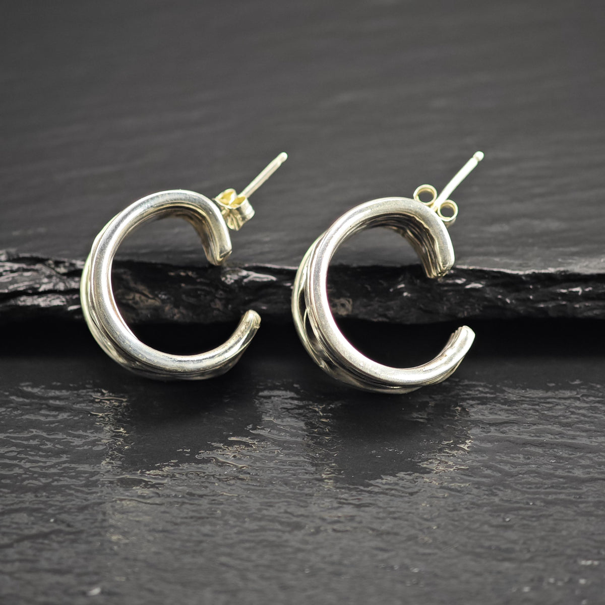 Stud Hoop Sterling Silver Earrings ER3200