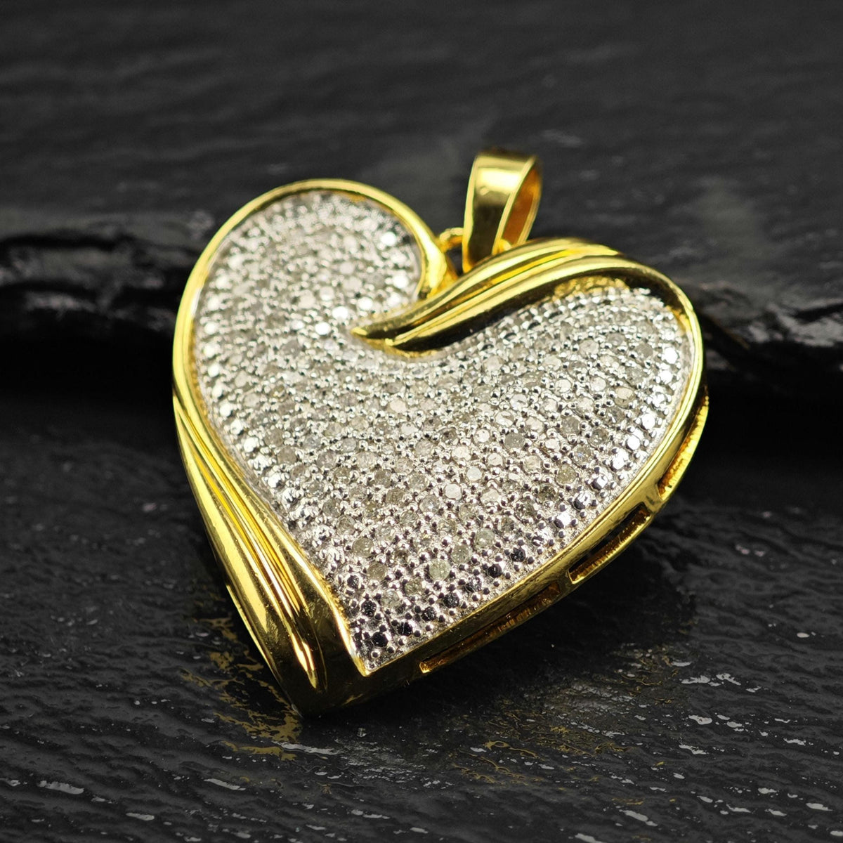 1/2 cttw Pave Diamond Gold-Plated Heart Pendant P3114