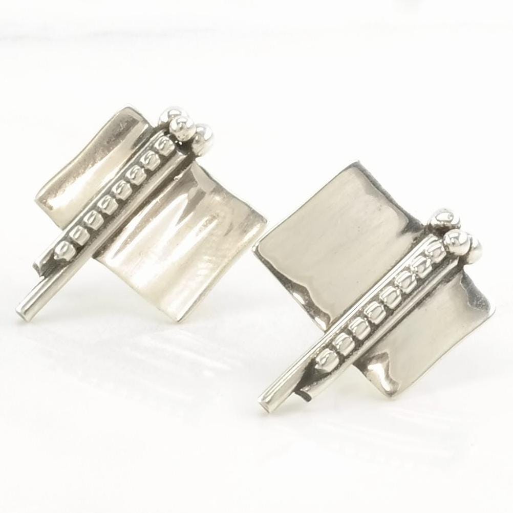 Vintage Sterling Silver Modernist Earrings Stud