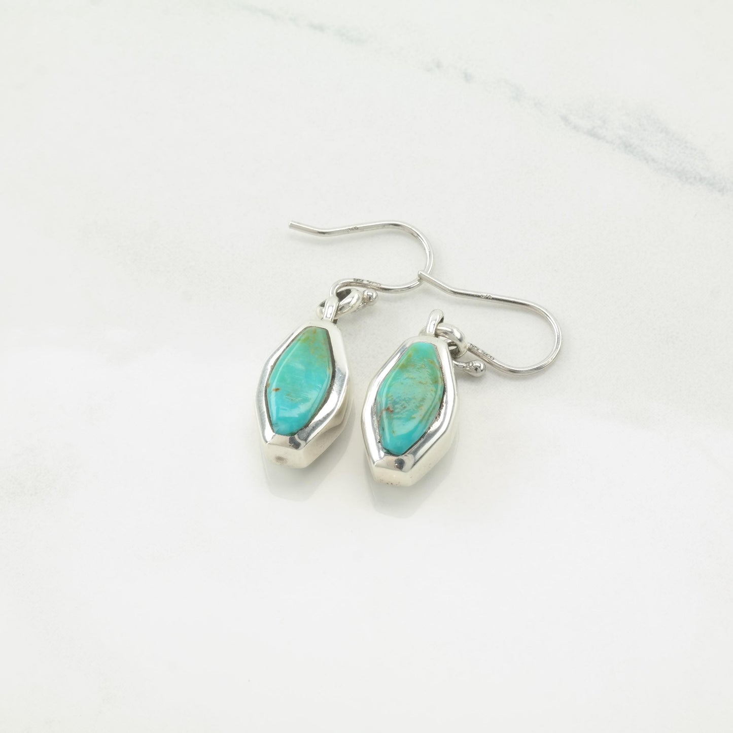 Choice of Vintage Christin Wolf Turquoise, Lab Opal, Lapis Reversible Sterling Silver Fish Hook Earrings