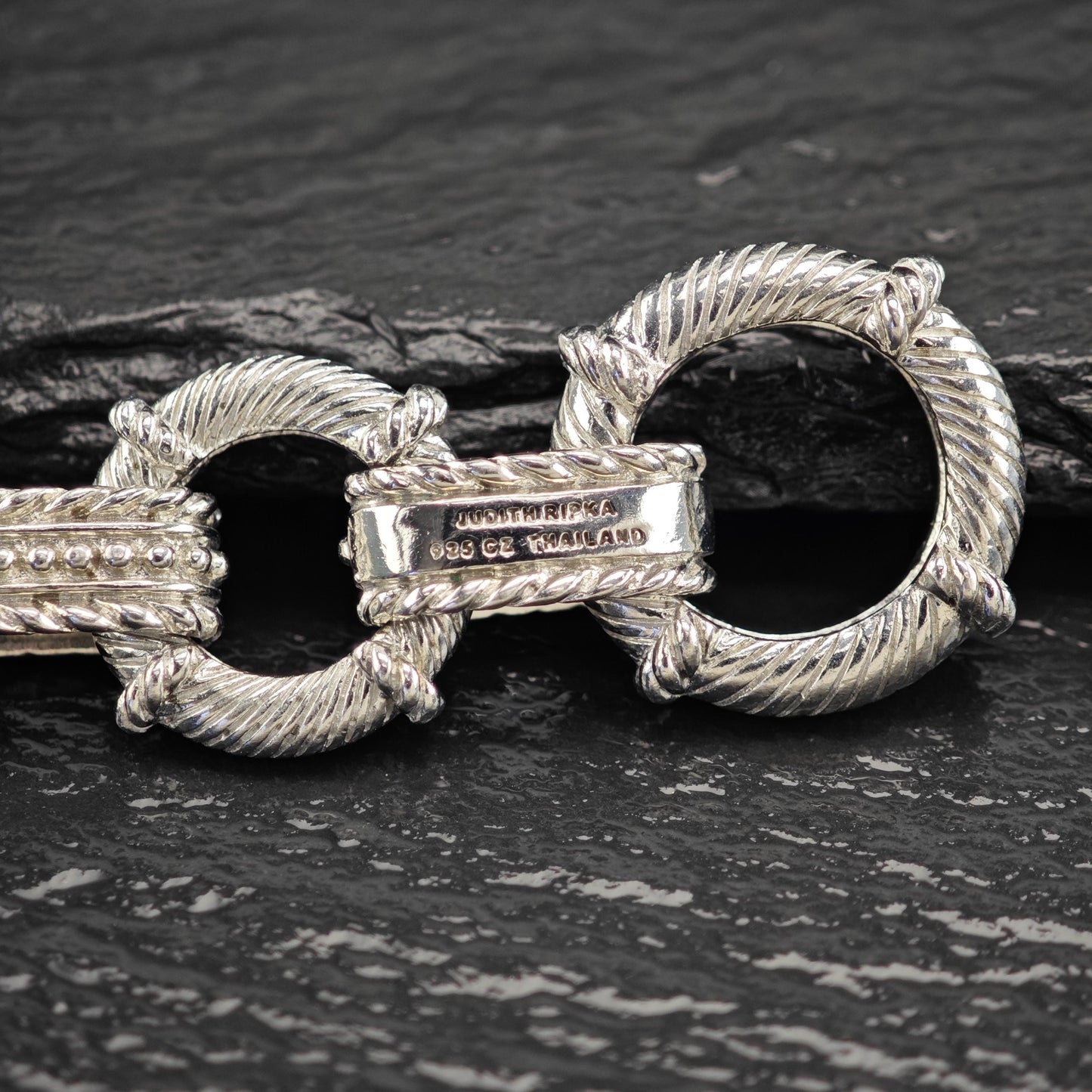 Judith Ripka Citrine Link Bracelet Sterling Silver