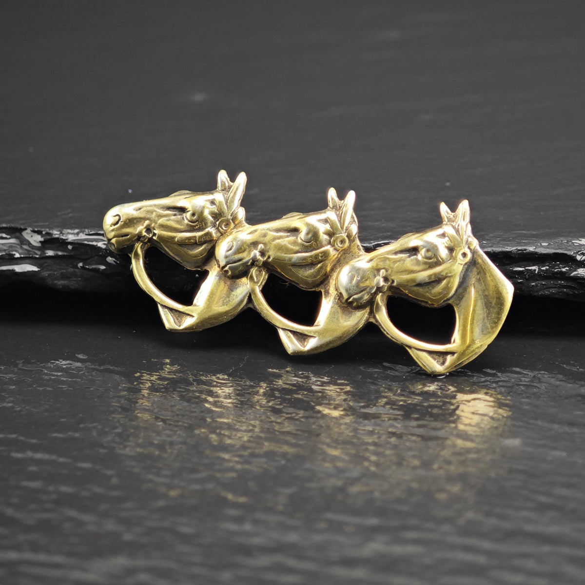 Gold Plated Horse Head Brooch Sterling Silver B2242