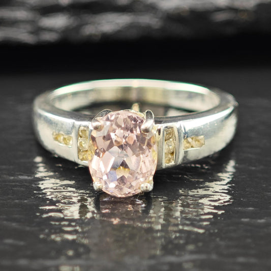 Sterling Silver Ring Pink Quartz Stone Size 9 R6075