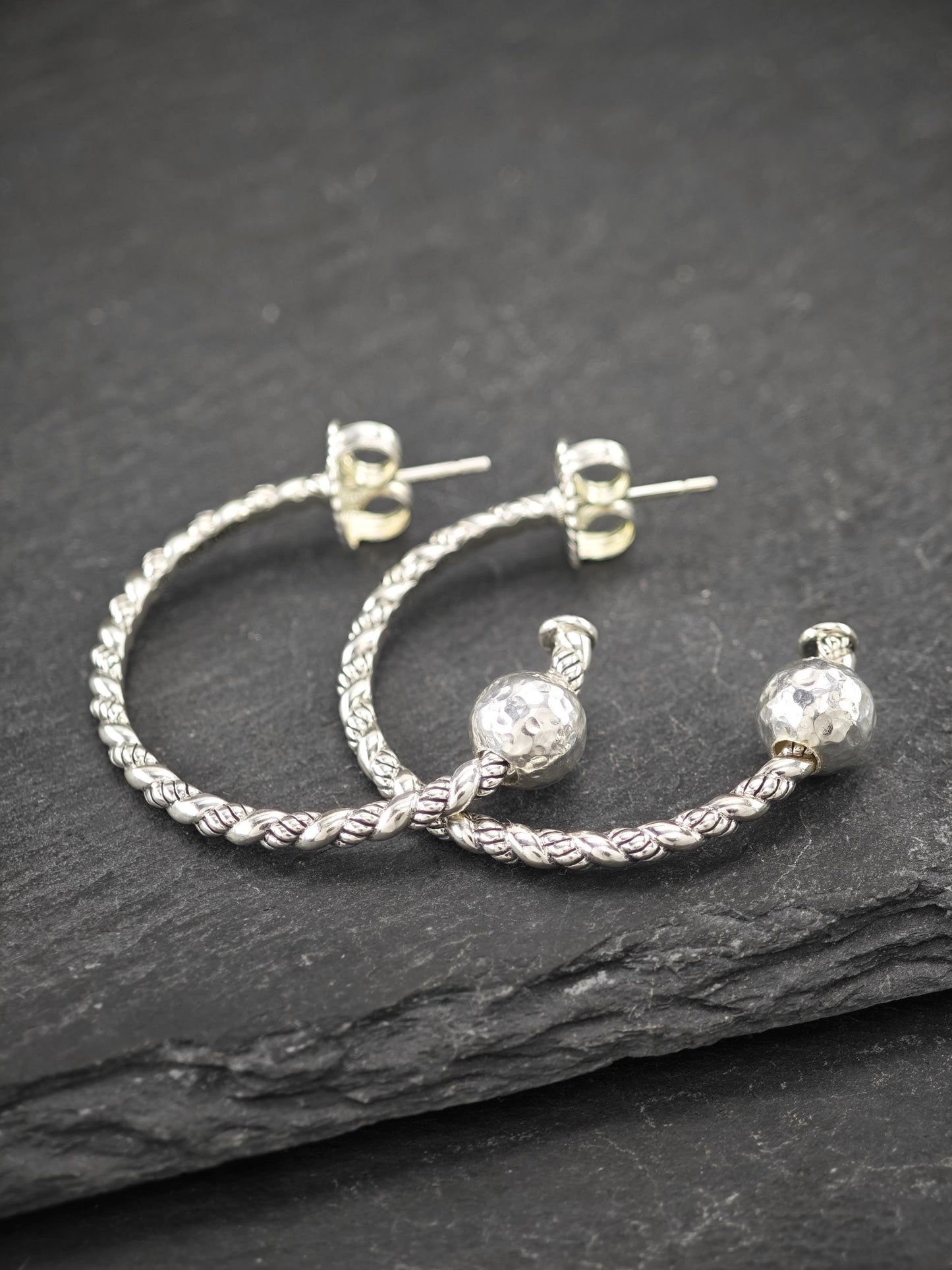 Vintage Jai Stud/Hoop Earrings Sterling Silver