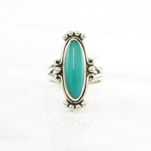 Fred Harvey Era Silver Ring Turquoise Navette Sterling Blue Size 5