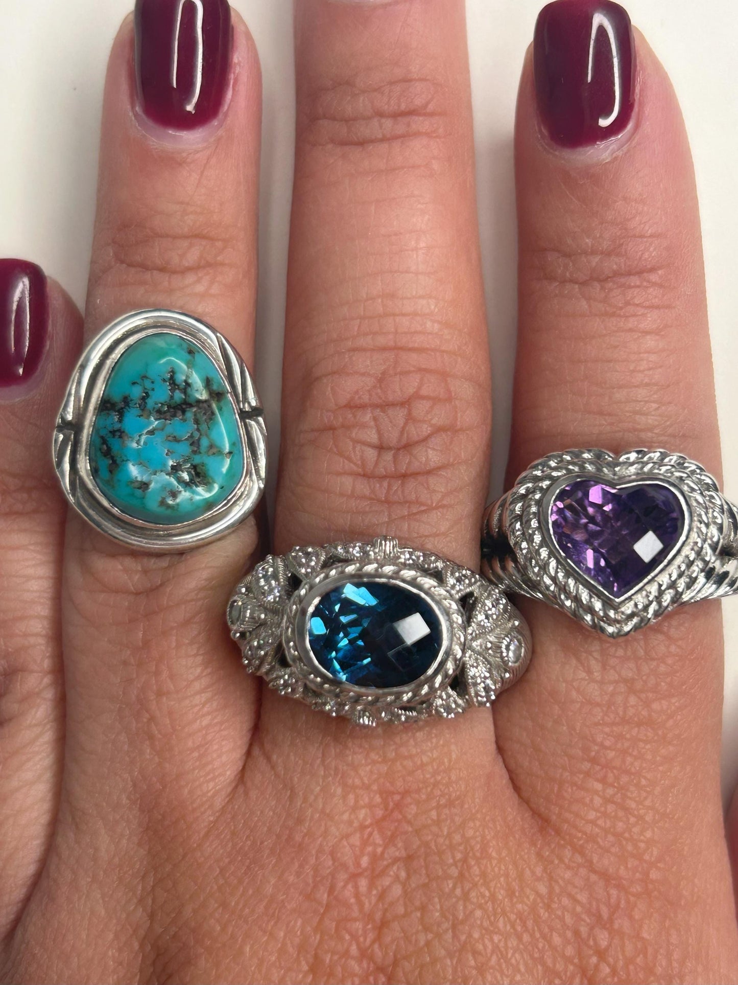 Vintage Southwest Silver Ring Turquoise Stamped Sterling Blue Size 3 1/4