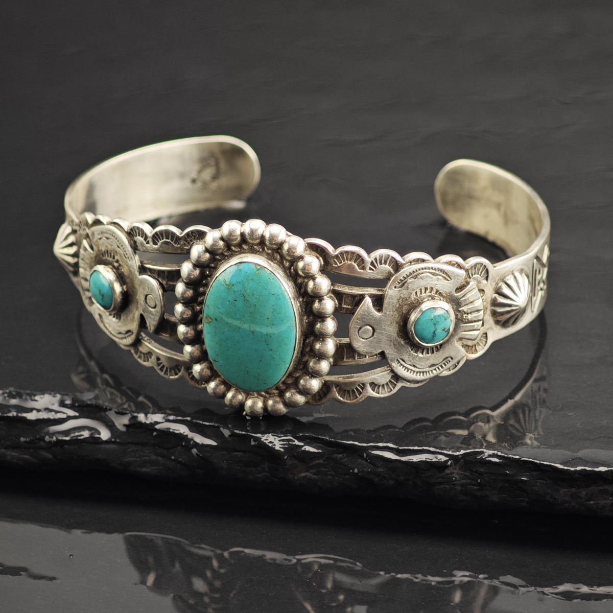 Bell Trading Post Turquoise Bird Sterling Silver Cuff Sz 6 1/2" BR3150