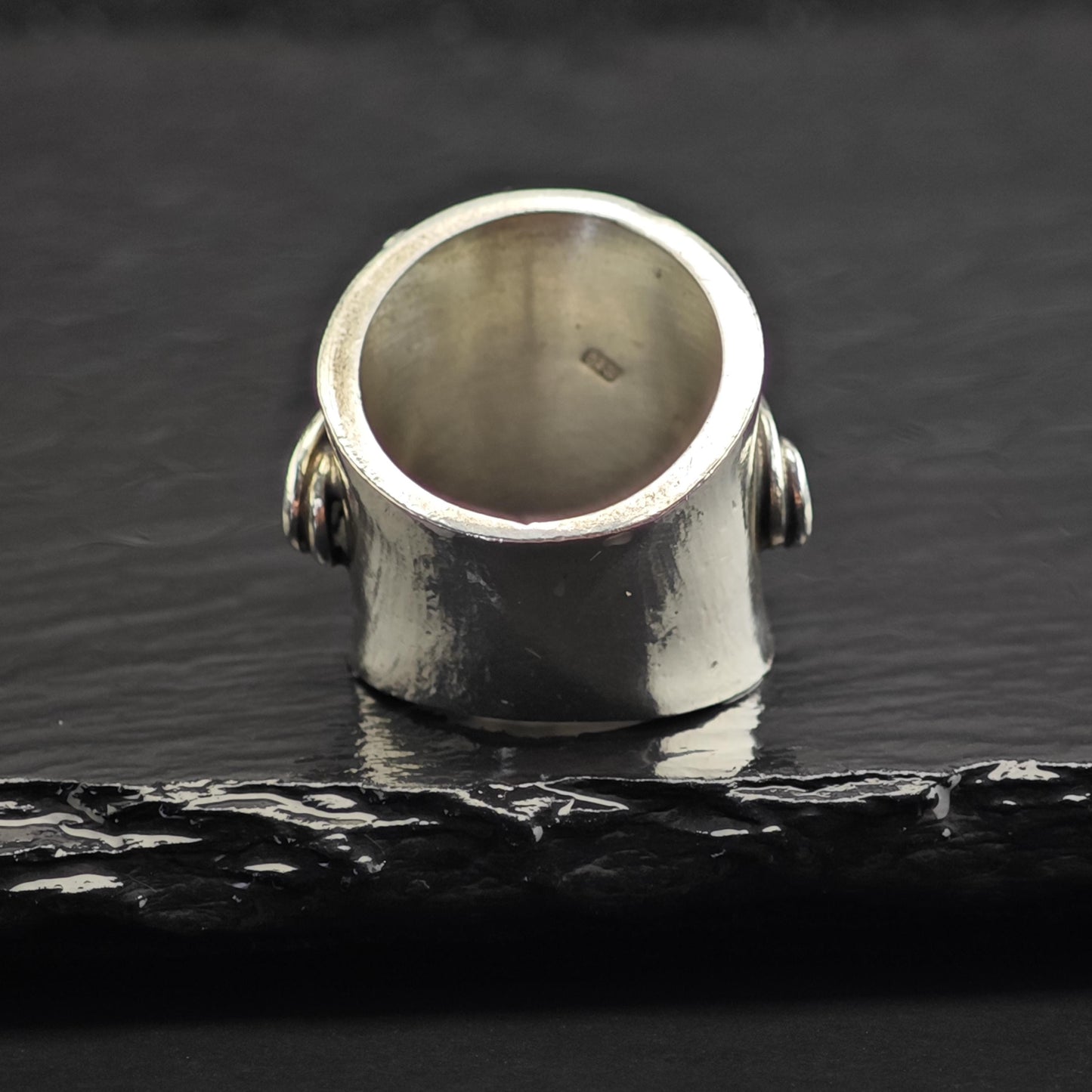 Large Amber Modernist Sterling Silver Ring Sz 6 3/4 R6727