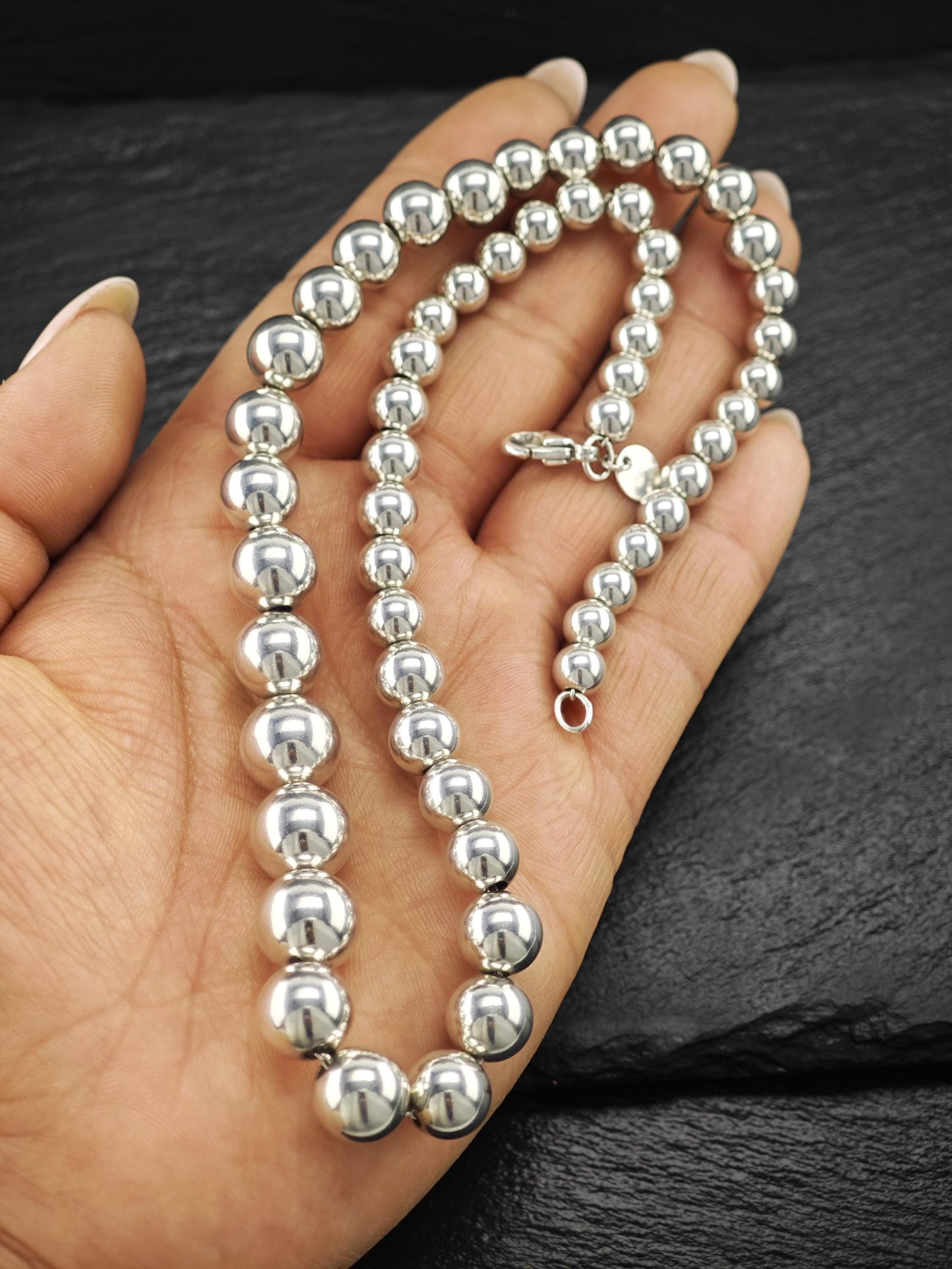 Vintage Tiffany & Co Hardwear, Beaded Necklace Sterling Silver N2488
