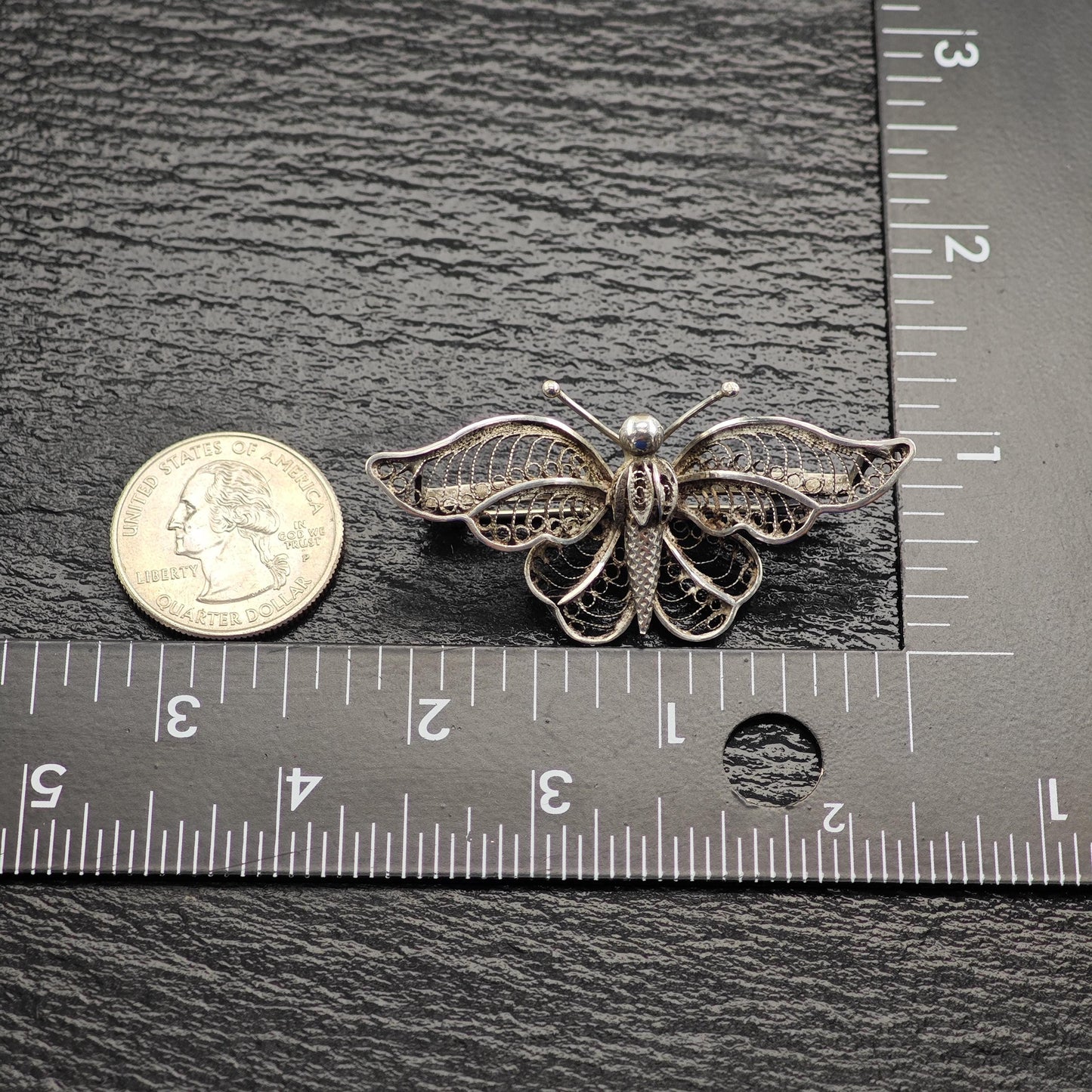 Butterfly, Filigree Art Nouveau Style Sterling Silver Brooch