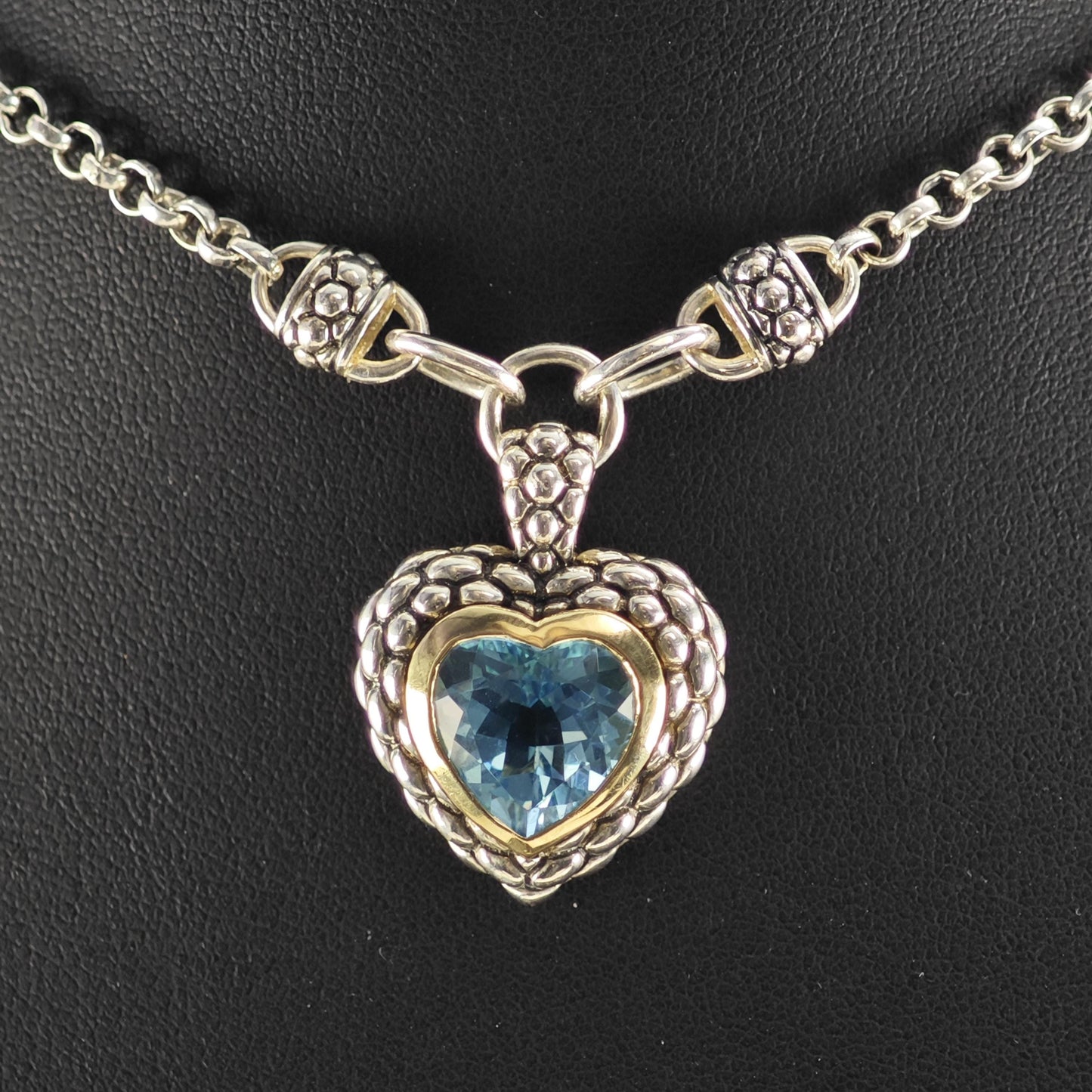Designer Topaz 14K Gold Accent, Heart Sterling Silver Necklace N2731