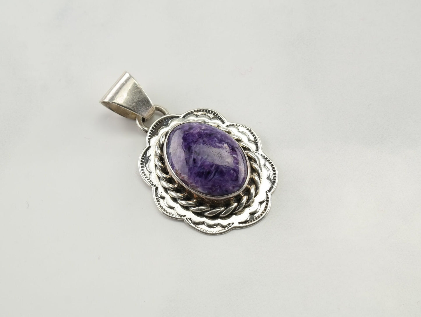 Vintage Charoite Sterling Silver Pendant