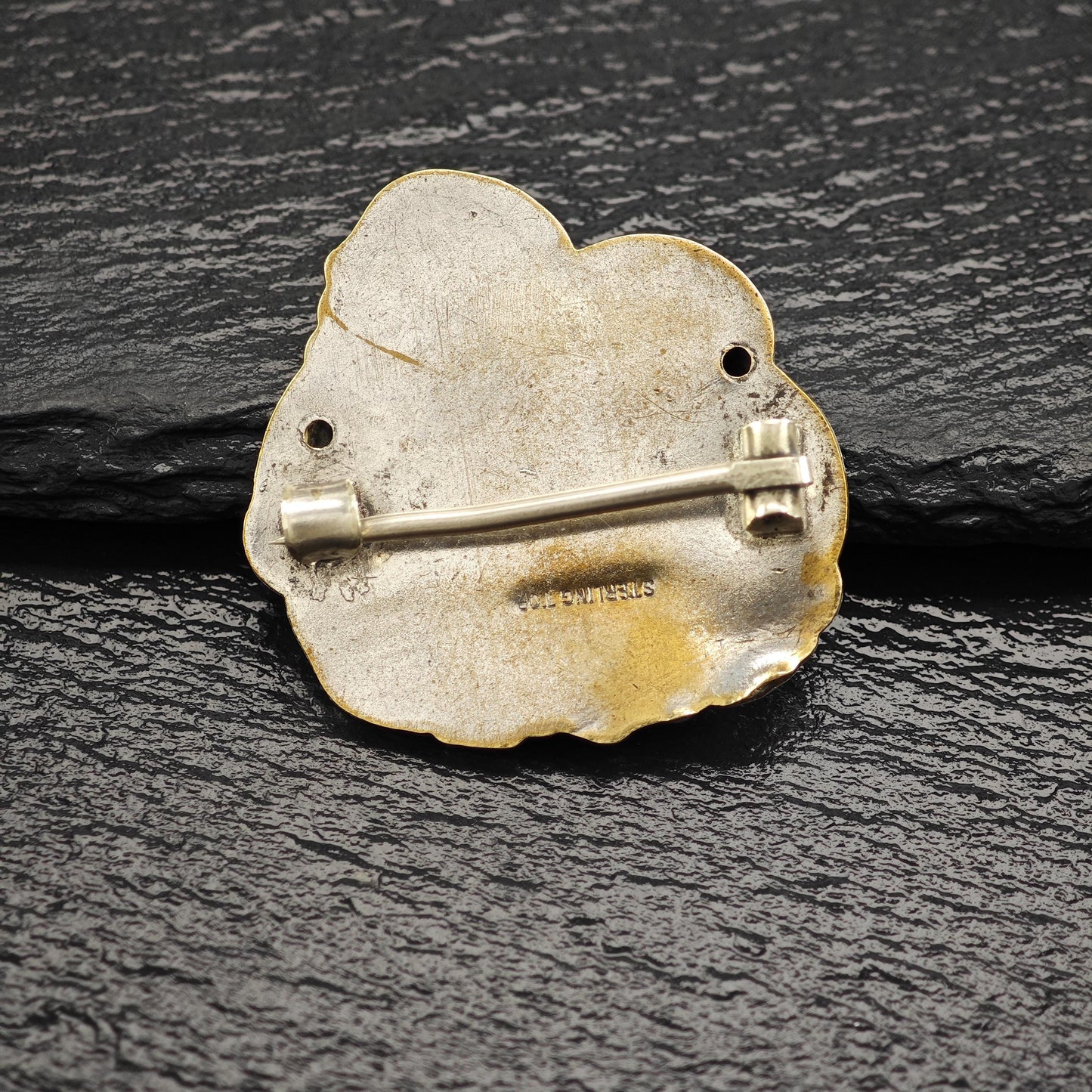 Damaged, Art Nouveau Children Brooch Sterling Top