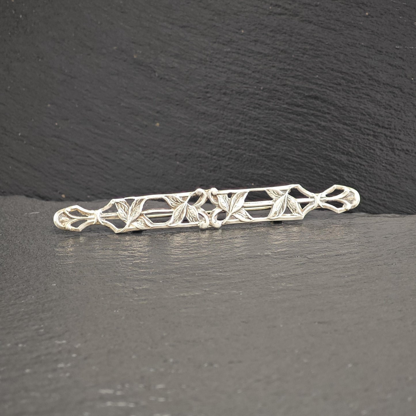 Vintage Art Nouveau, Floral Brooch Sterling Silver