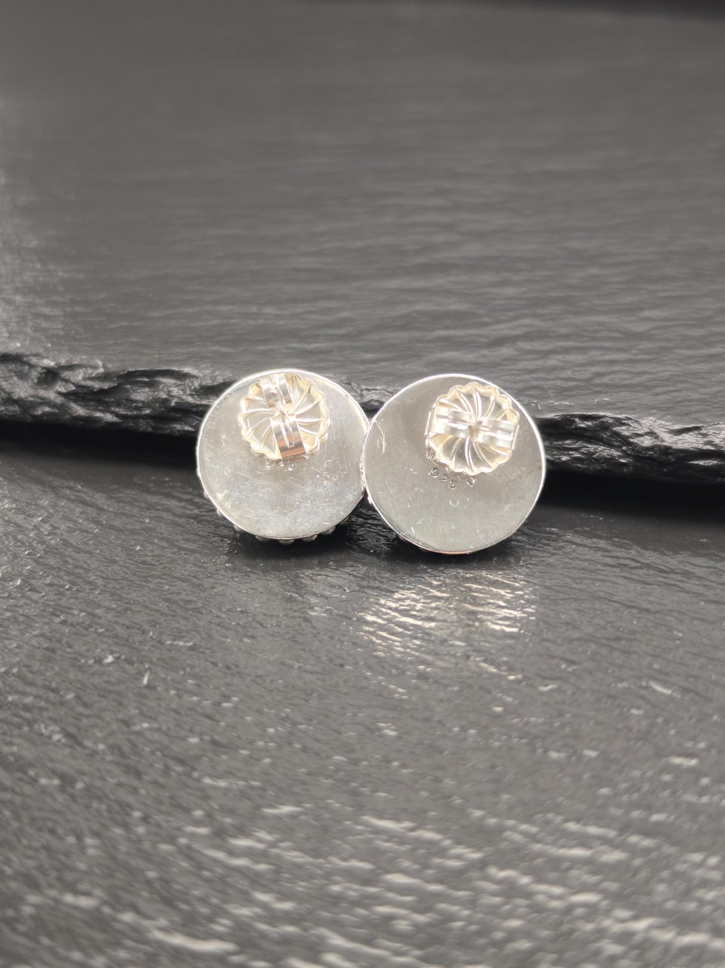 Vintage Brown Gemstone, Dome Sterling Silver Stud Earrings