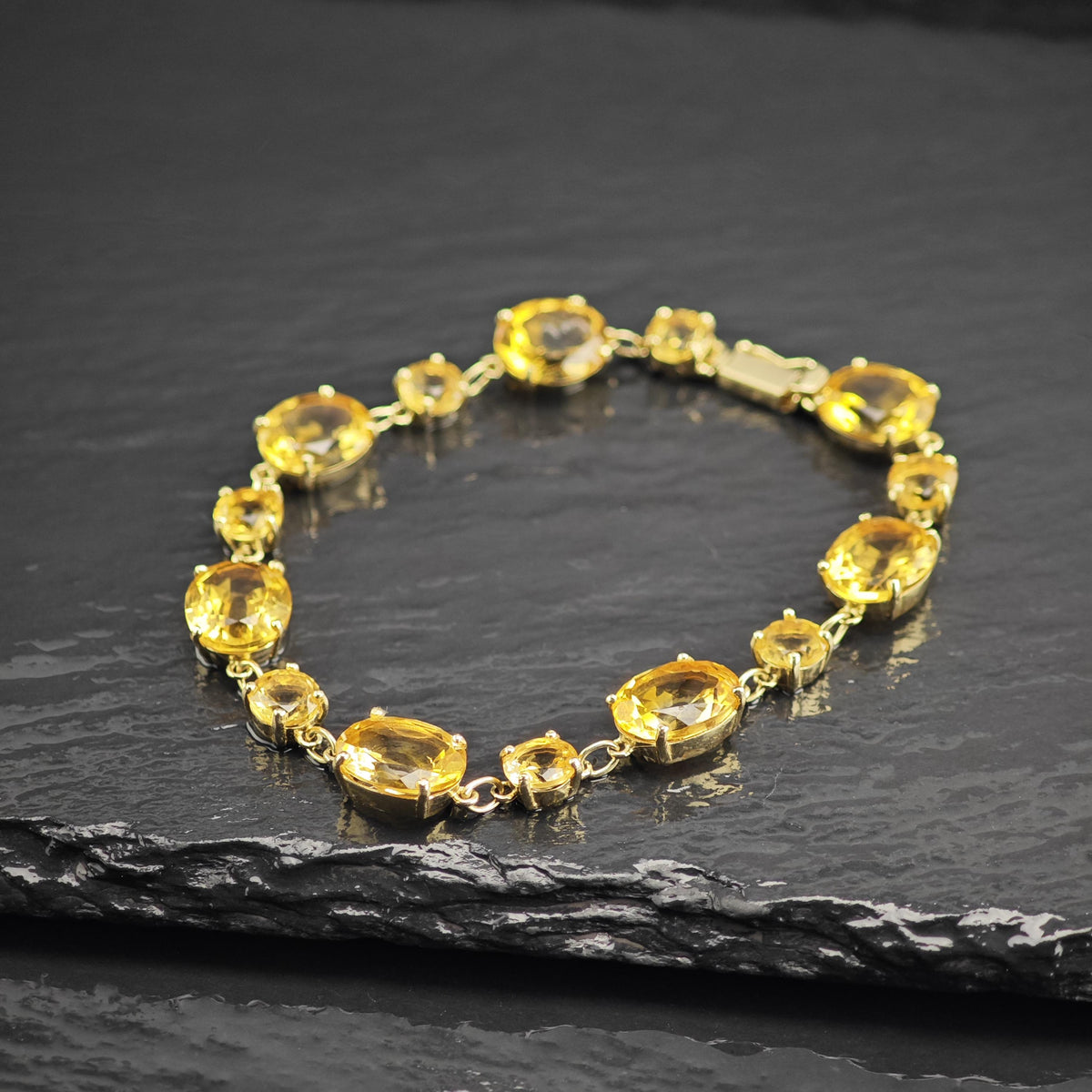 Citrine Gold-plated Sterling Silver Link Bracelet Sz 7" BR3155