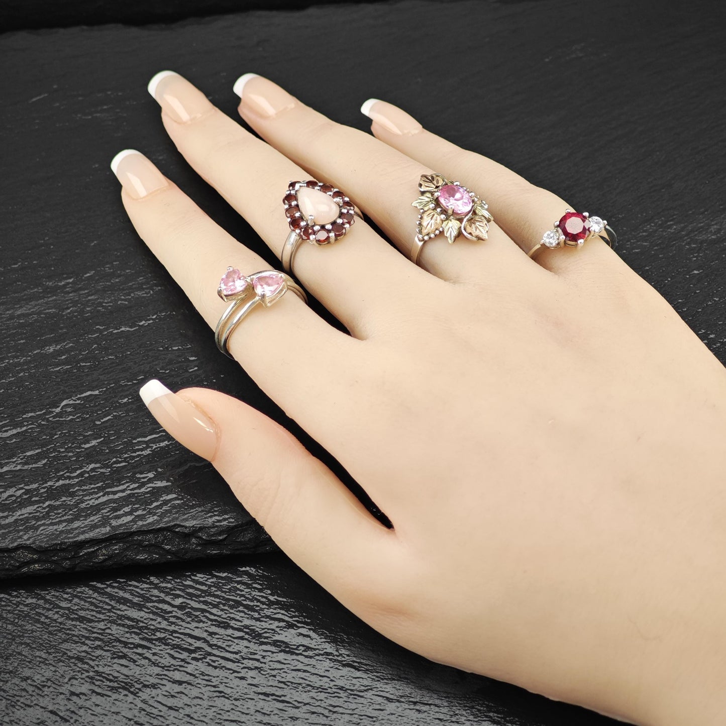 Sterling Silver Ring Lab Ruby Center Stone Size 7 CZ Details R6189
