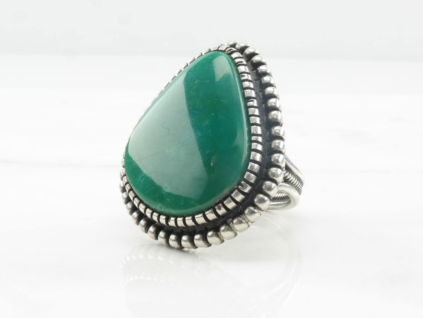 Vintage Native American Sterling Silver Ring Turquoise Green Size 9