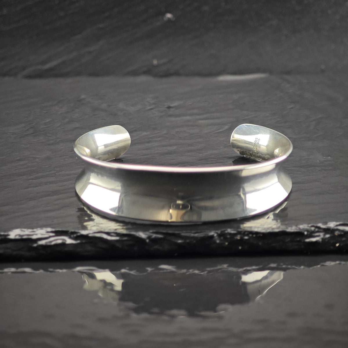 MCM Ed Levin Curved Sterling Silver Cuff Bracelet Sz 6 3/4" BR3178