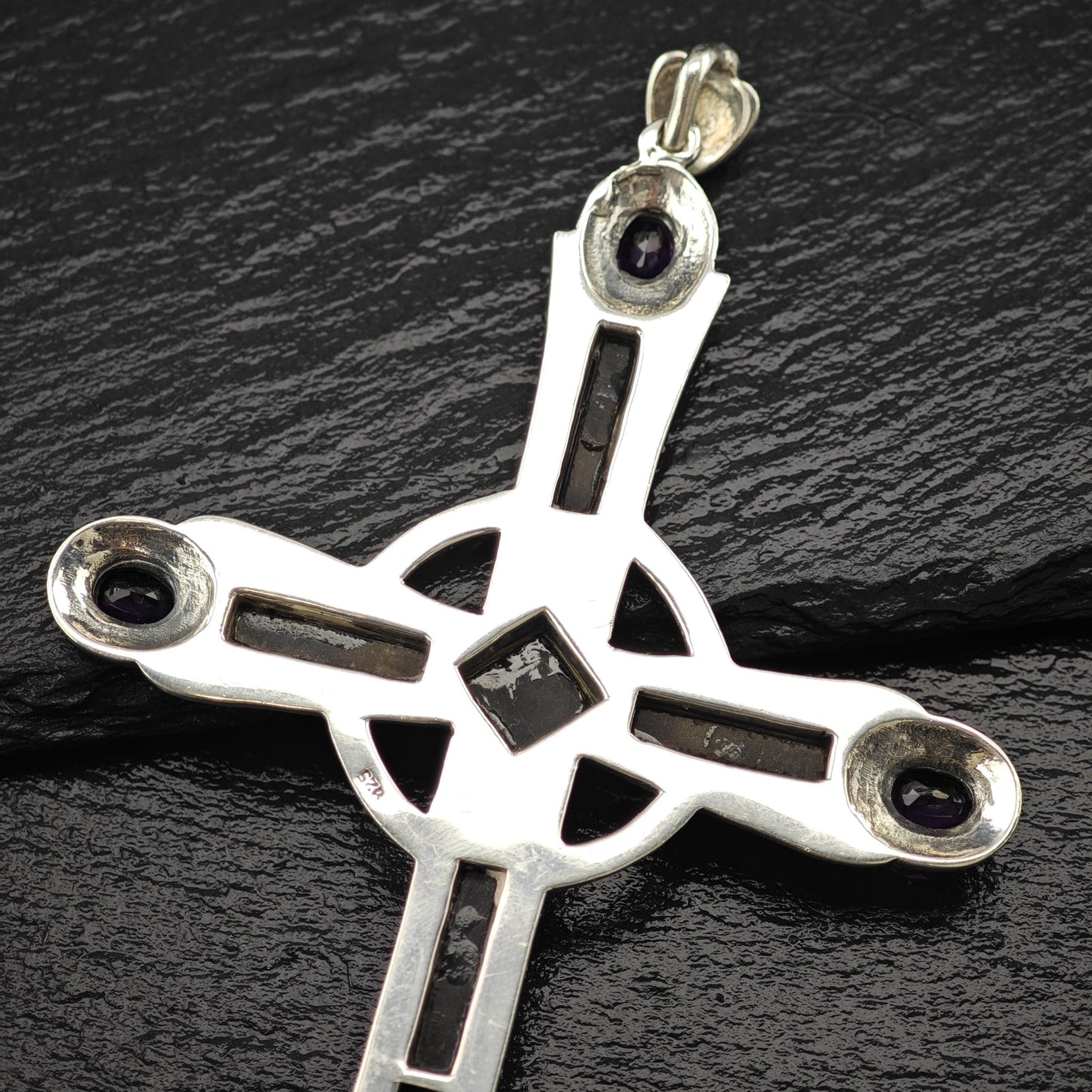 Sterling Silver Cross Pendant XL Gemstone (3" x 5.8") P2830