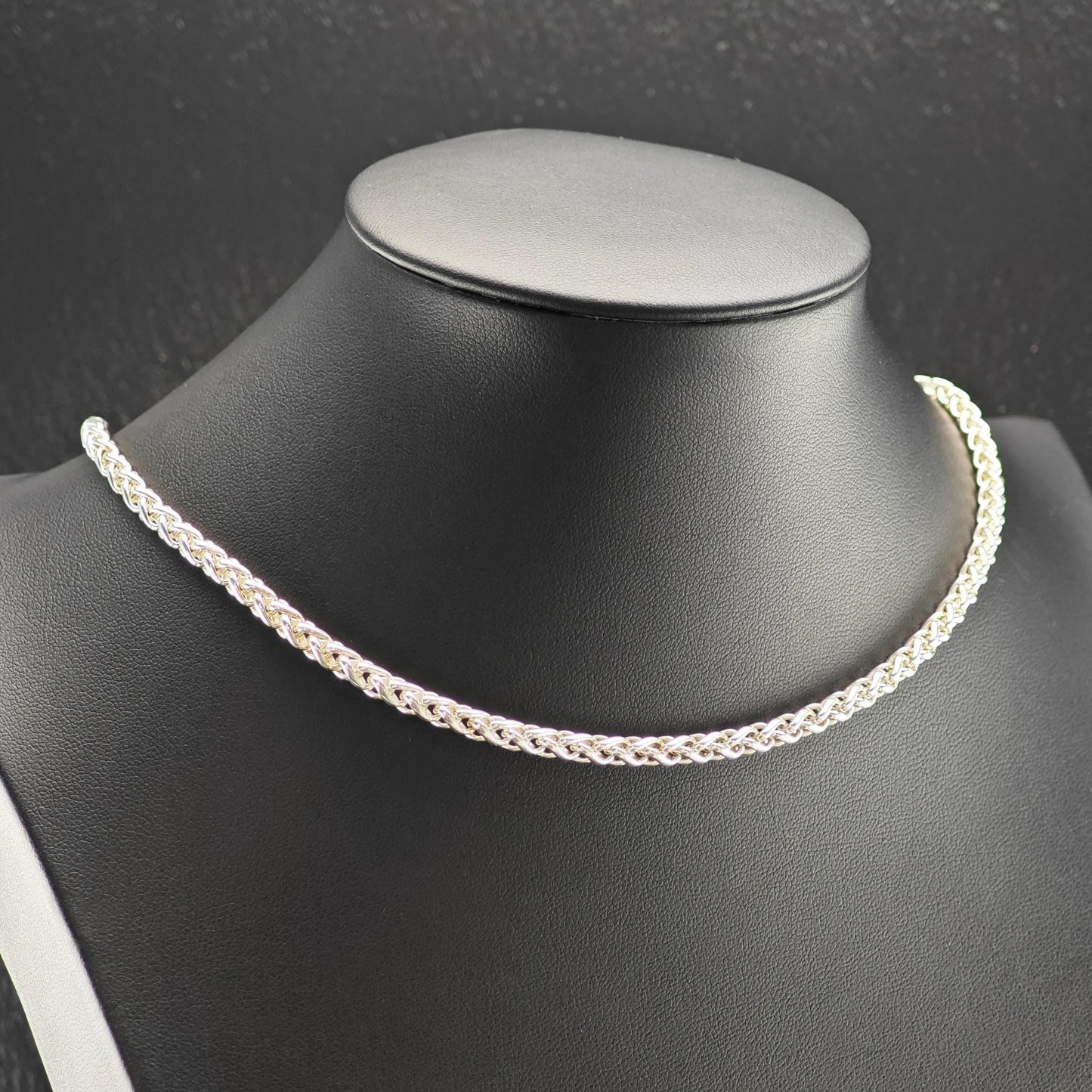 German Made Sterling Silver Spiga, Wheat Chain 4.2mm Rope Chain Necklace