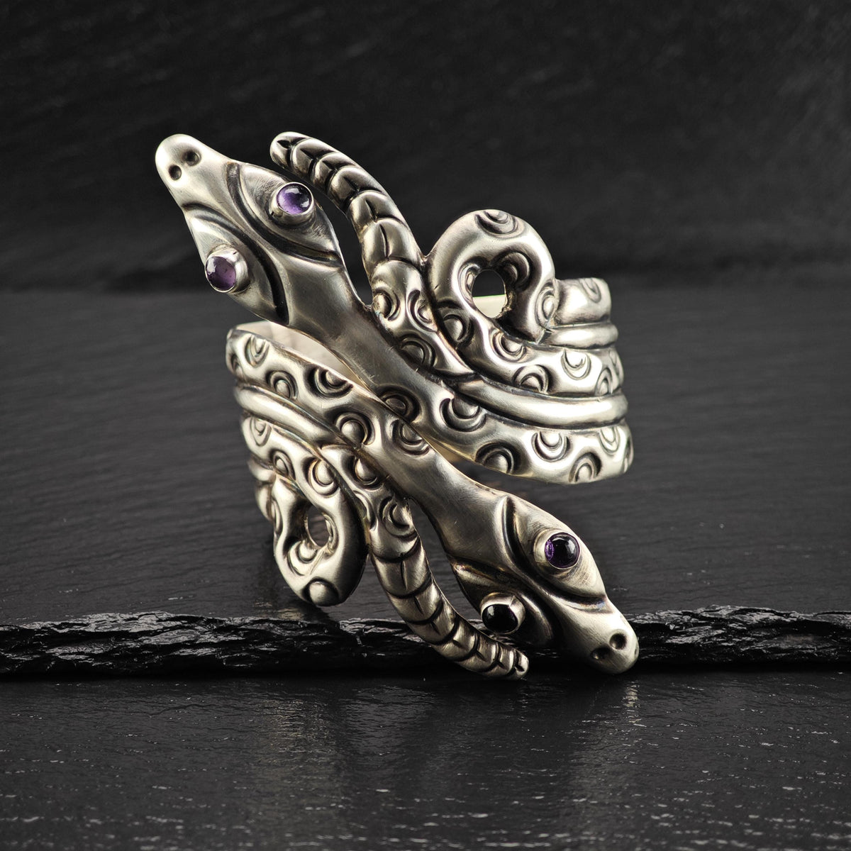 Taxco Snake Clamper Bracelet Sterling Silver Sz 6 1/2" BR3195
