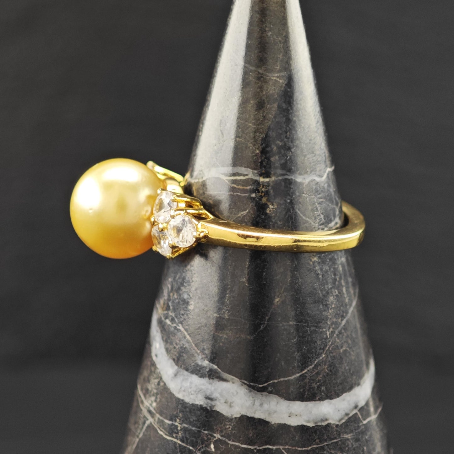 Golden Pearl 14K Gold Plated Ring Sterling Silver Sz 6 R6181