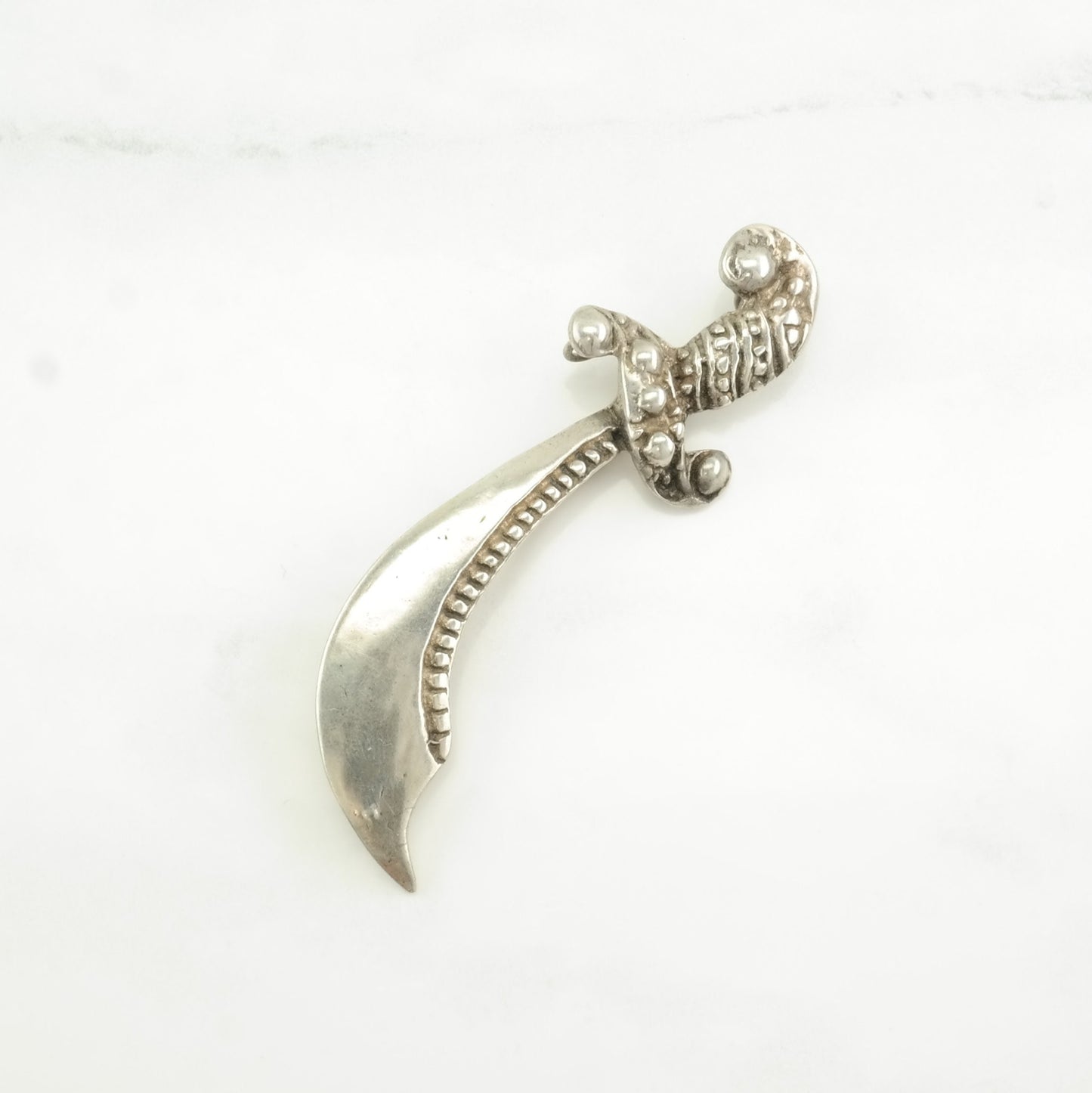 Vintage Silver Brooch Pendant Scimitar Sword Sterling