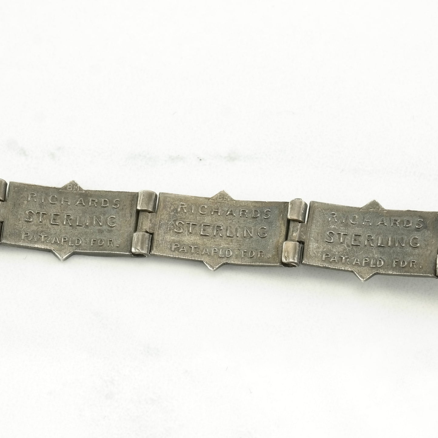 Memorial Antique, 1915 Sterling Silver Line Bracelet Engraved, Initials