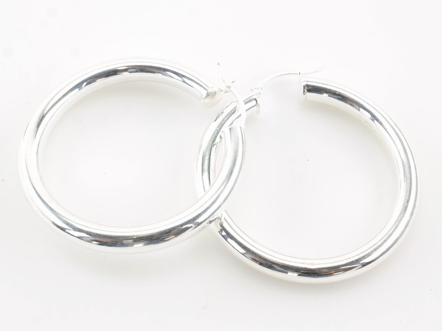 Sterling Silver 5mm Thick Earrings Hoop 1 3/4"