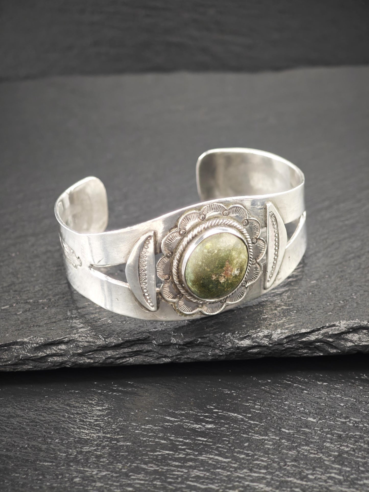Fred Harvey Era Cerillos, Native American Cuff Bracelet Sterling Silver