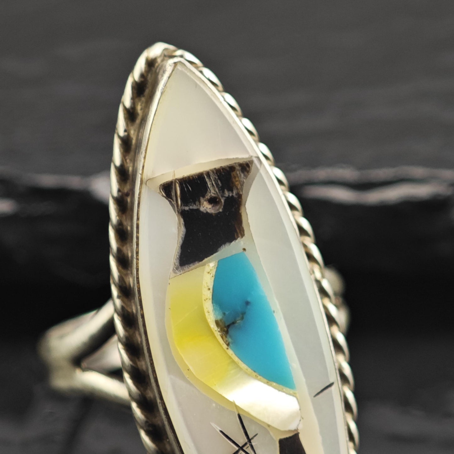 Native American Blue Jay Bird Sterling Silver Ring Sz 6 R6672