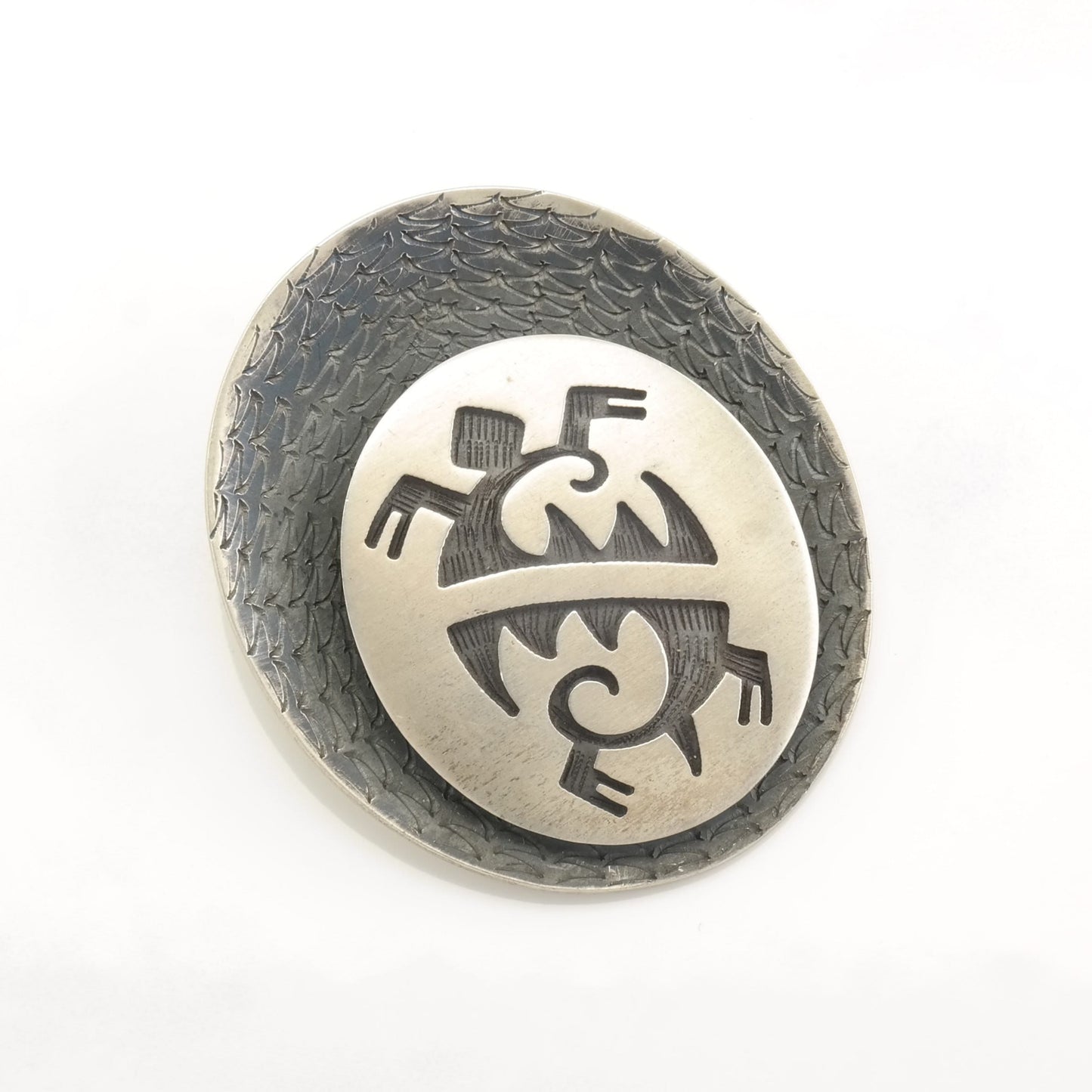 Vintage Hopi Overlay Turtle Sterling Silver Pendant