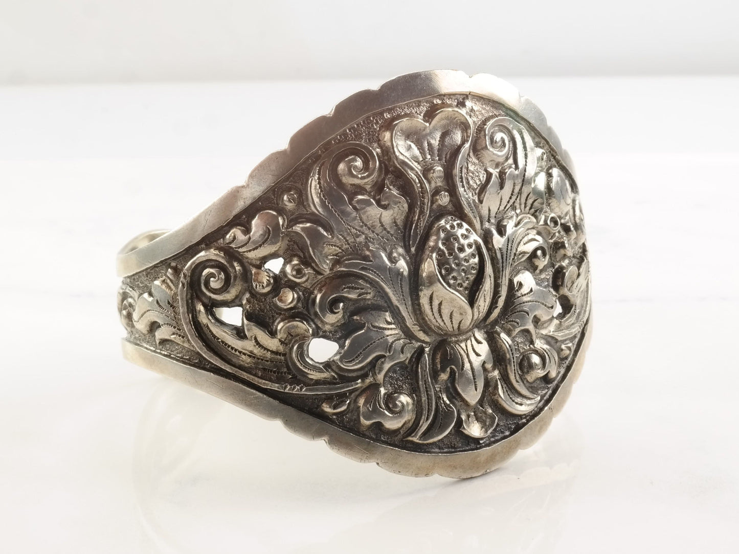 Sterling Silver Cuff Bracelet Repousse