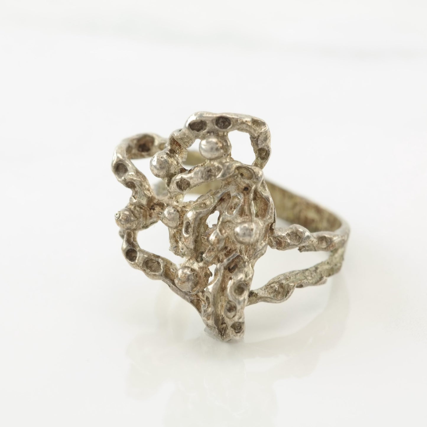 Brutalist, Studio Sterling Silver Ring Sz7 3/4 R5602