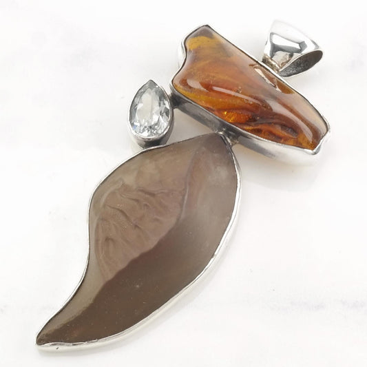 Starborn Sterling Silver Pendant with Baltic Amber & Gemstone