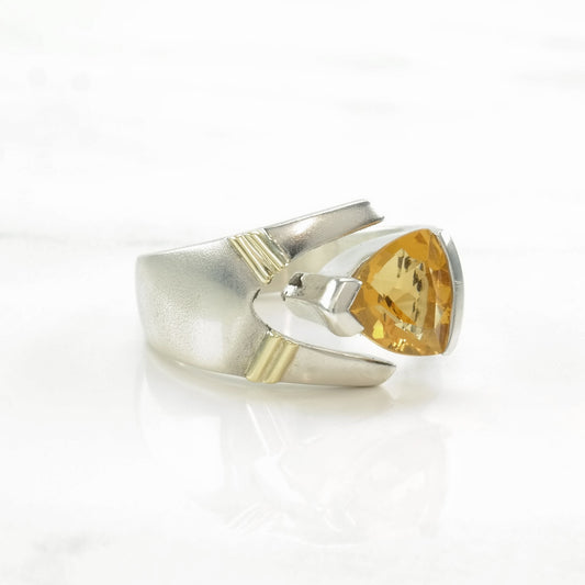 Sterling Silver Ring Citrine 14K Gold Accent Size 6