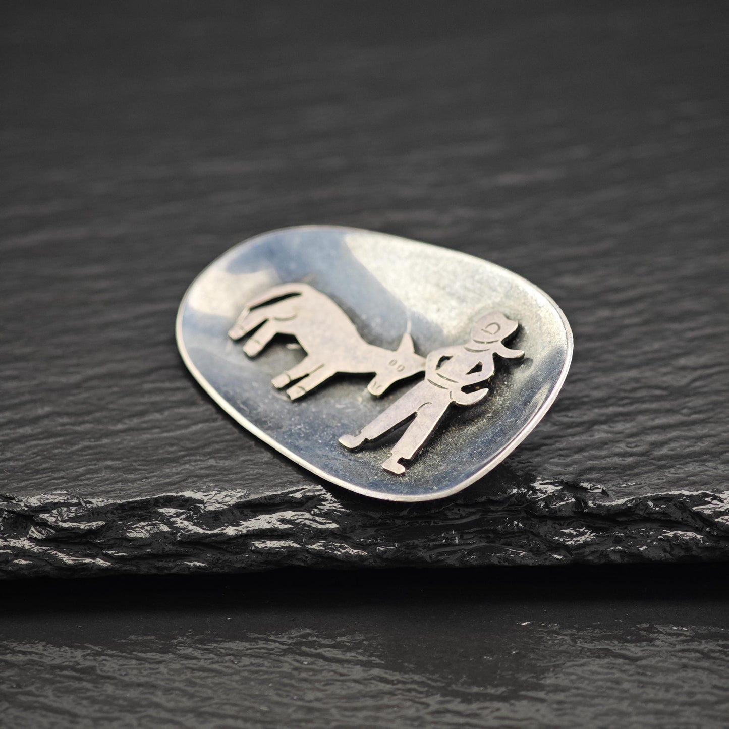 Taxco Cowboy, Donkey Sterling Silver Brooch