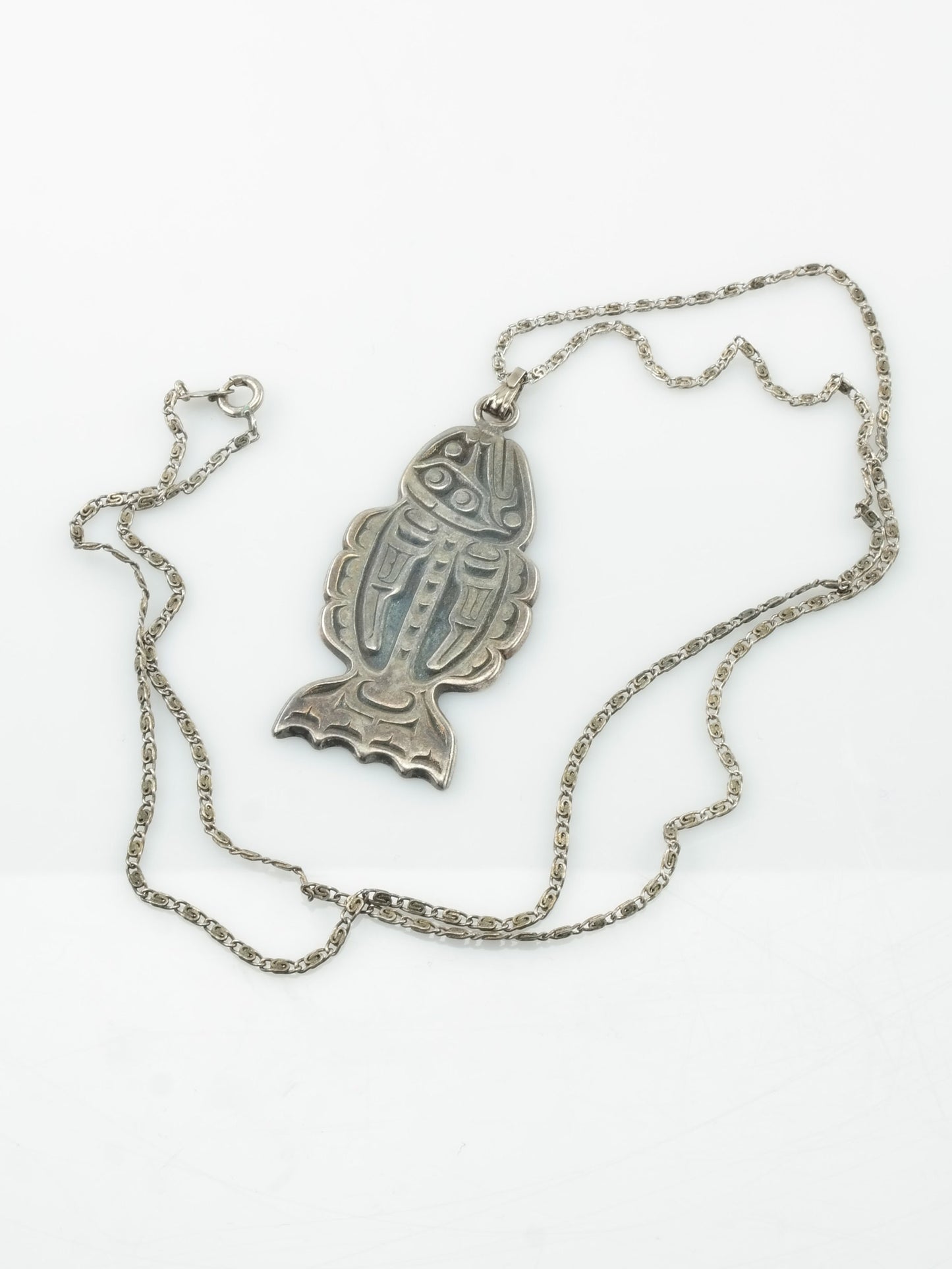 Vintage PNW Sterling Silver Native Fish Necklace