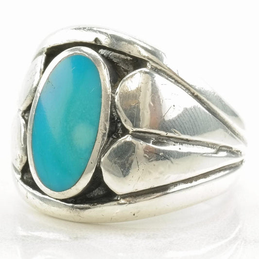 Vintage Native American Silver Ring Turquoise Sterling Size 12 1/4