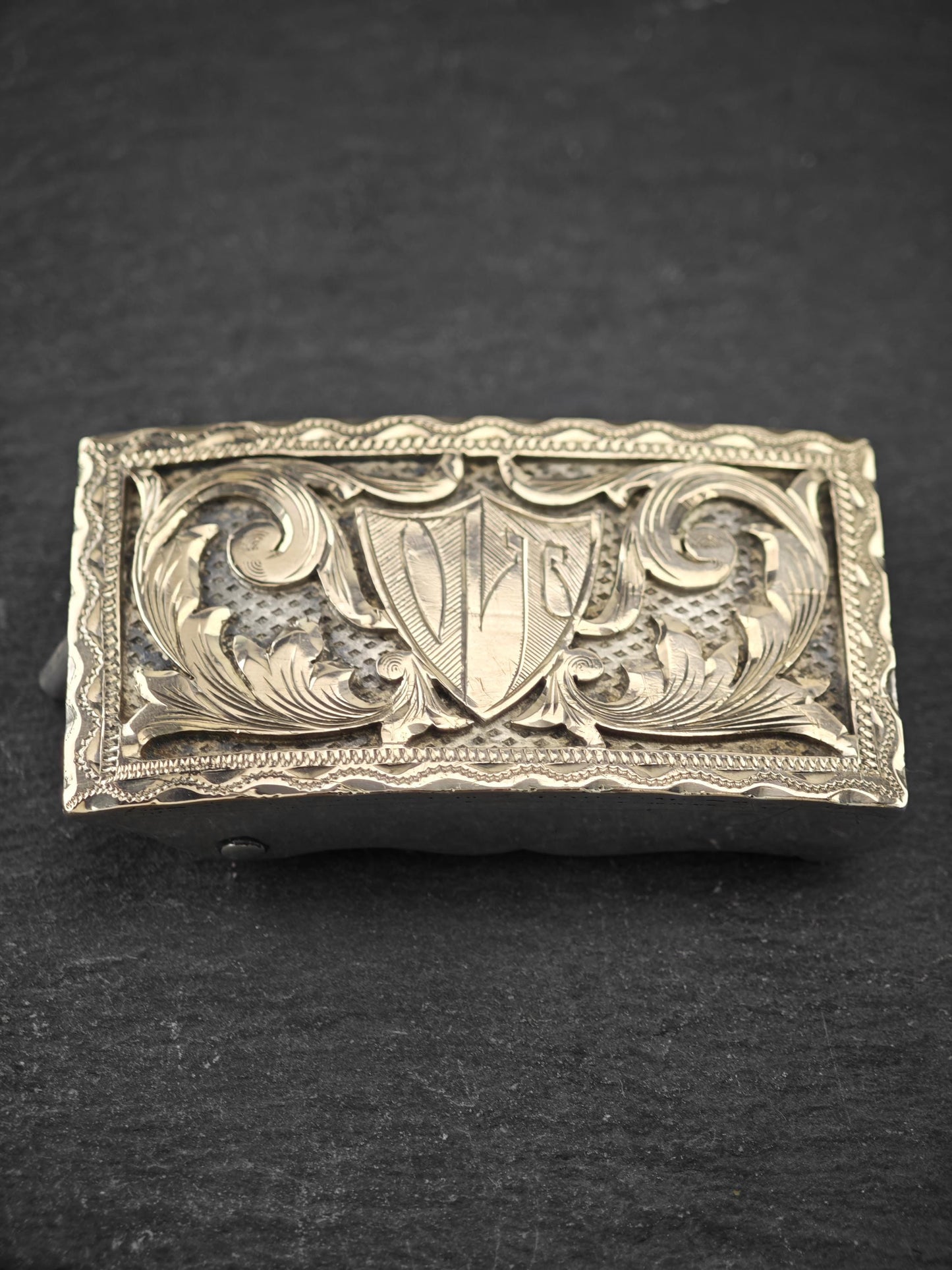 Vintage Alafina Mexico 10K, Belt Buckle Sterling Silver Initials VT