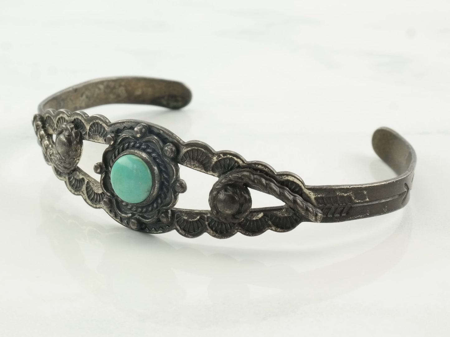 Bell Co Sterling Silver Cuff Bracelet Turquoise Circle