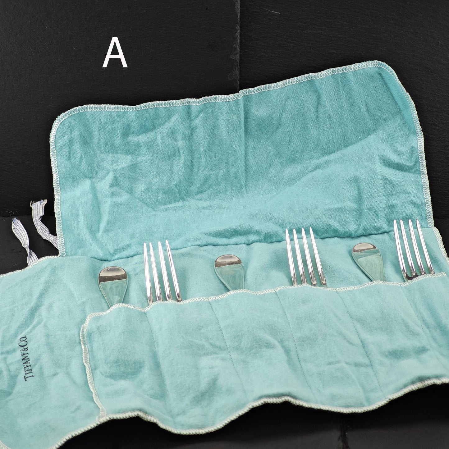 Choice Of Vintage Tiffany Silverware King William: Dinner Forks and Dessert Spoons with Pouch Sterling Silver