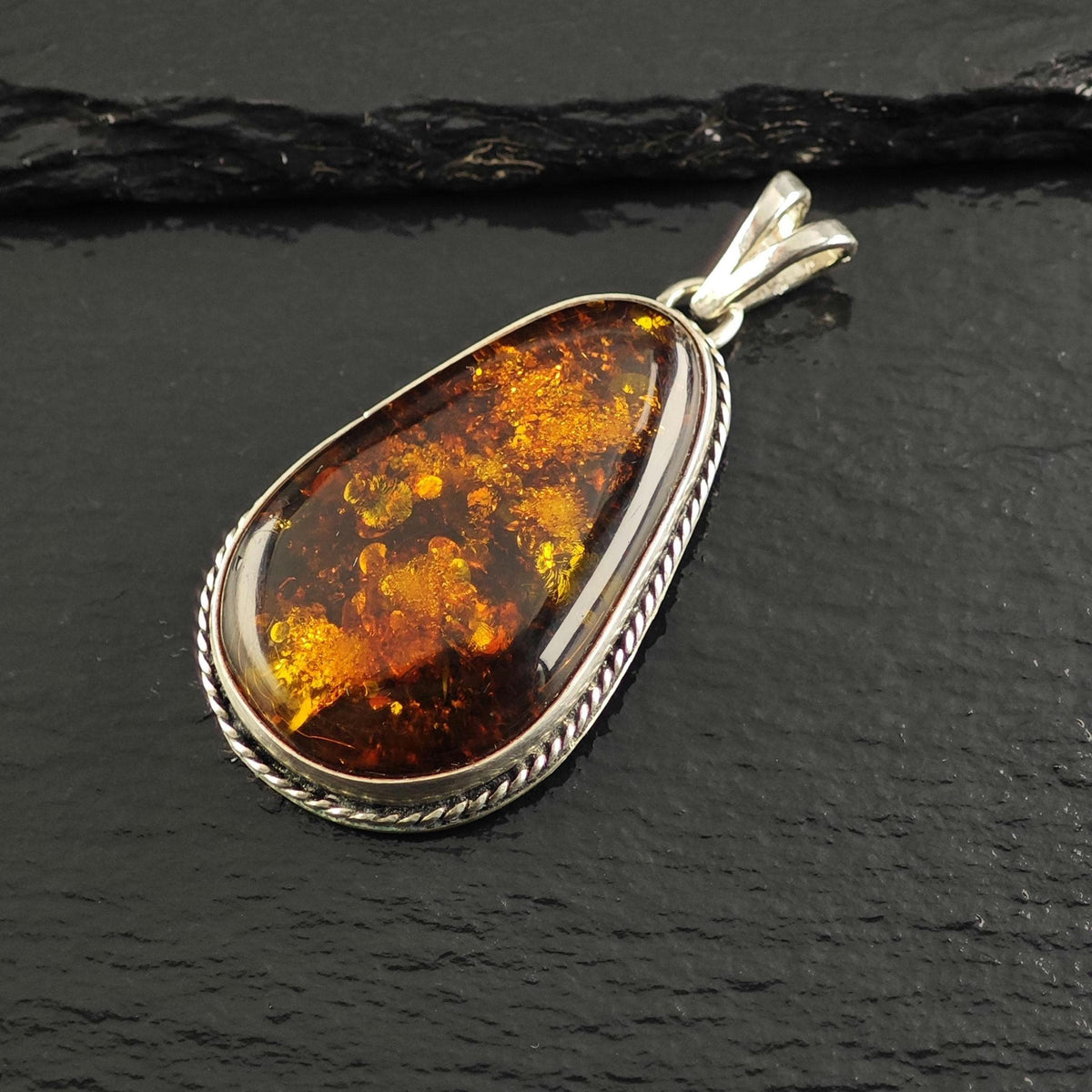 Amber Sterling Silver Pendant P3164