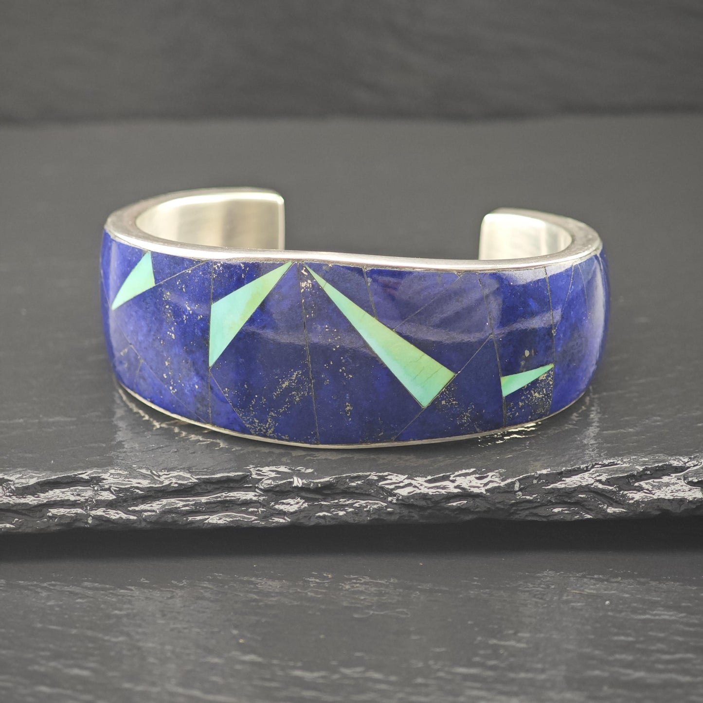 Harrison Jim Inlay Cuff Lapis, Turquoise Bracelet Native American Sterling Silver