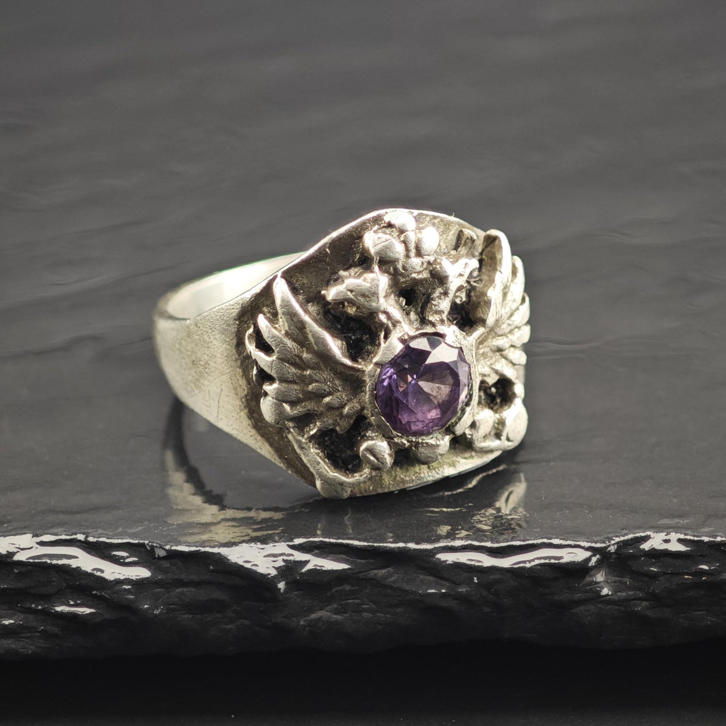 Color Change Corundum Double Eagle Sterling Silver Ring Sz 11 3/4 R6748