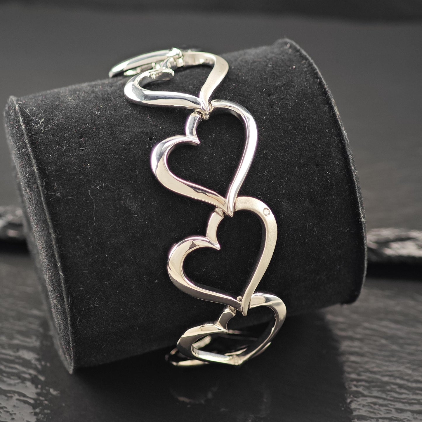 Heart Diamond Bracelet Sterling Silver Size 7 1/2" BR3006