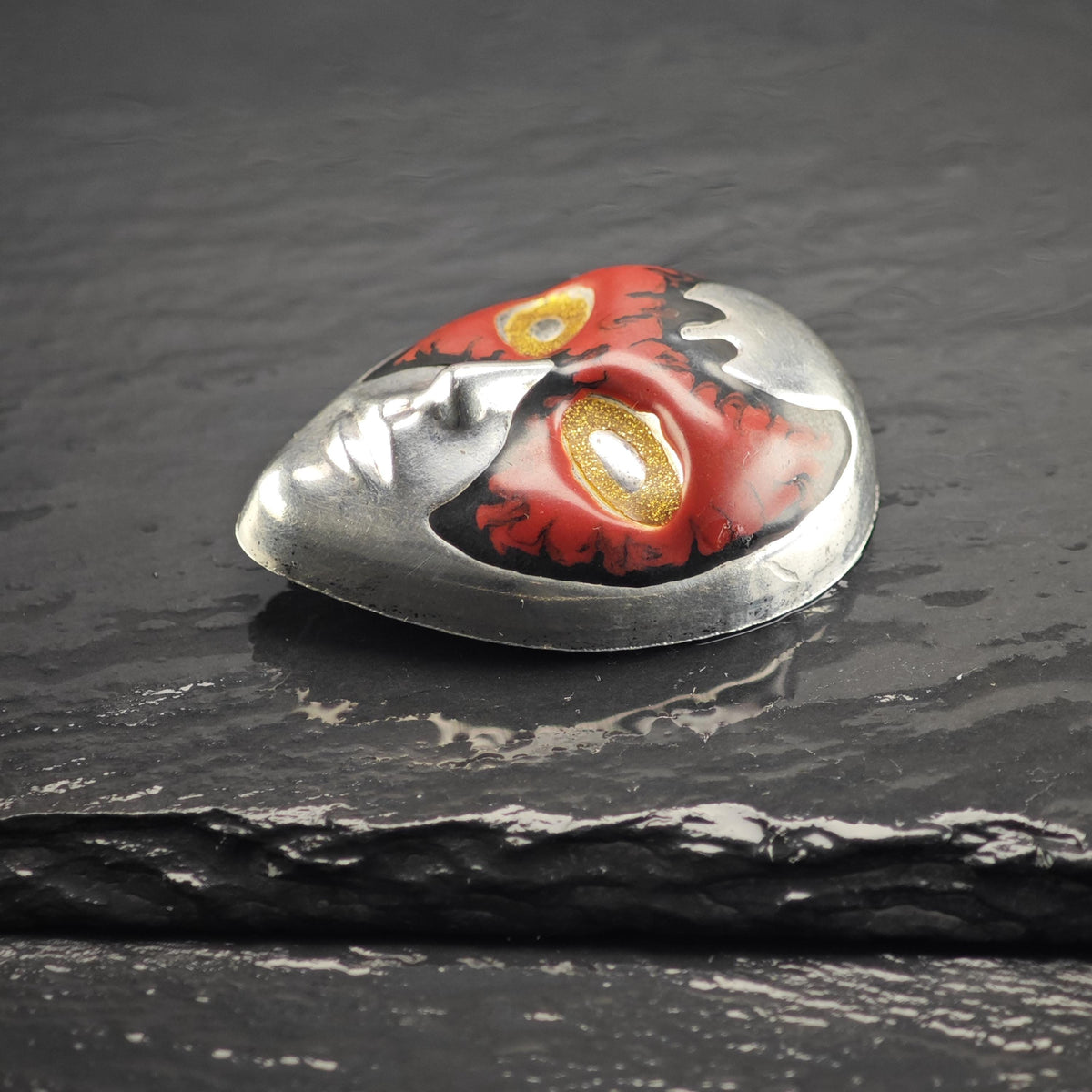 Italy Painted Mask Sterling Silver Brooch B2267