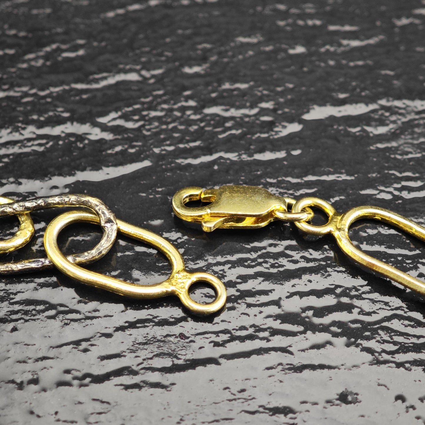 Gold/Black Tone Gold Plated Paperclip Chain Sterling Silver Necklace N2752
